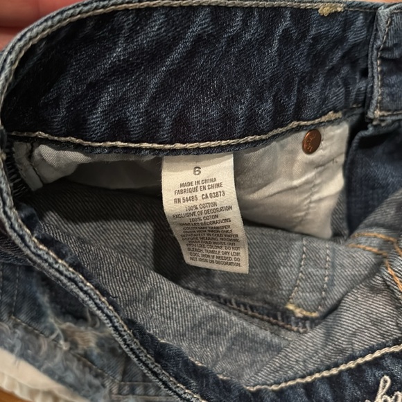 American Eagle Outfitters Blue and Gold Jean Shorts Distressed - Picture 5 of 5